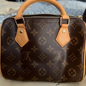 Louis Vuitton Brown Monogram Mini Speedy with Tan Handles